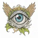 Feyre's eye tatoo with Rhysand's wings with the three main dragons from fourth wing  tattoo design idea