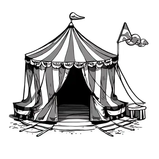 1950s circus tent tattoo design idea