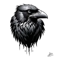 raven staring back tattoo design idea