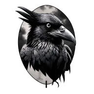 raven staring back tattoo design idea