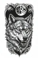 angry wolf tattoo design idea