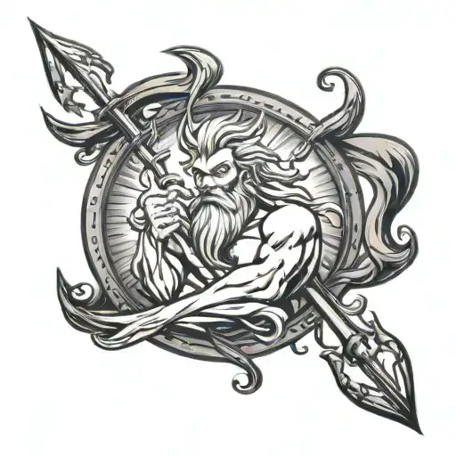 king triton's trident from the little mermaid movie tattoo design idea