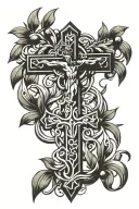 olive branch with saint peter holding cross tattoo design idea