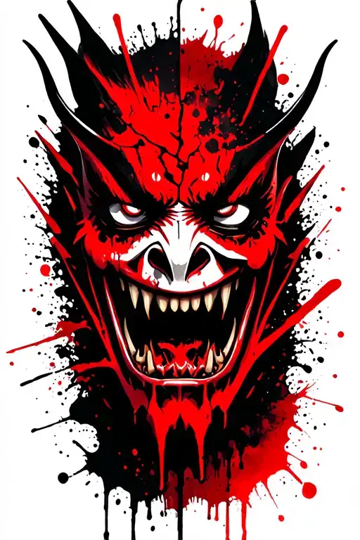 Broken Oni Mask tattoo design idea
