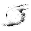 Filler  japanese Clouds and wind stars tattoo design idea