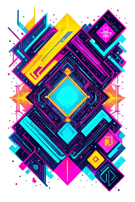 neon circuitry, futuristic geometry, space background  tattoo design idea