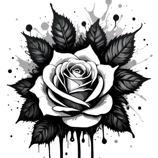 rose with paint splatters tattoo design idea