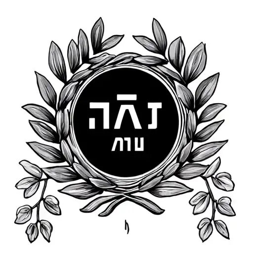 laurel wreath with Ελευθερία ή θάνατος written in the middle in small bold Greek letters letter for letter. tattoo design idea