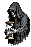 rugged grim reaper holding hourglass tattoo design idea