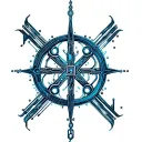 A mystical pagan symbol intertwined with computer circuitry tattoo design idea