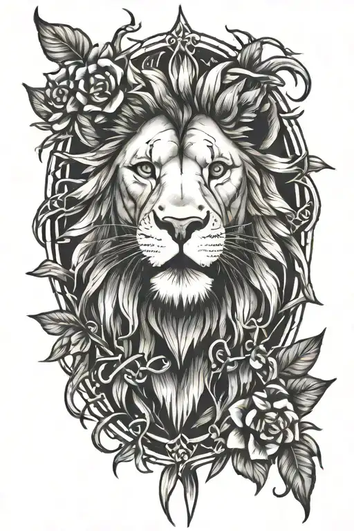 Lion Lamb crown of thorns tattoo design idea