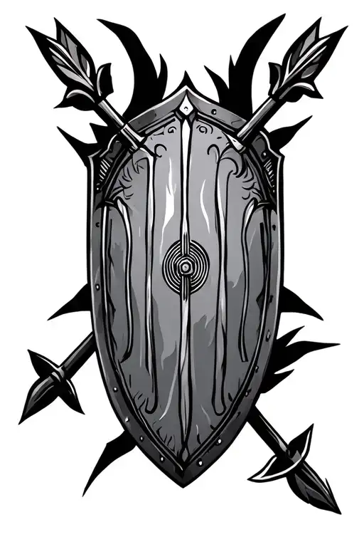 masai shield with 2 crossed spears behind tattoo design idea