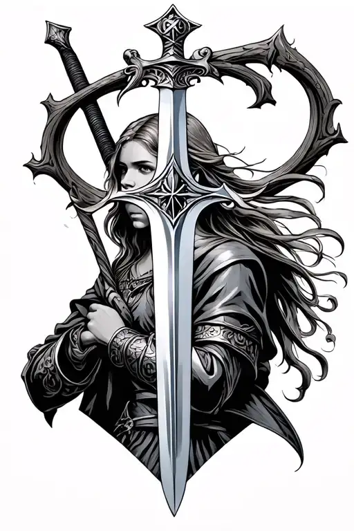 Joan of arc sword tattoo design idea