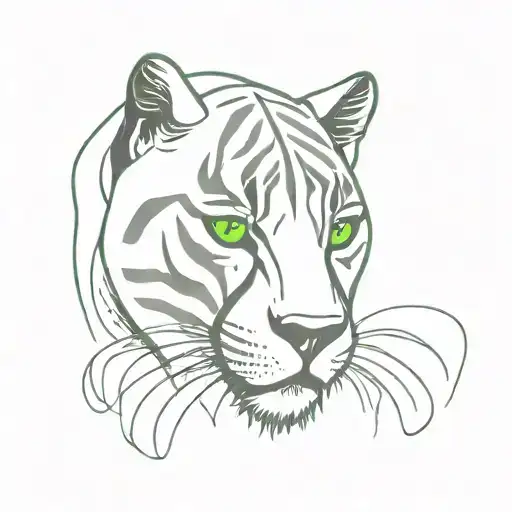 prowling solid black panther green eye gray whiskers  tattoo design idea