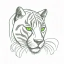prowling solid black panther green eye gray whiskers  tattoo design idea