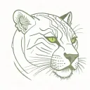 prowling solid black panther green eye gray whiskers  tattoo design idea