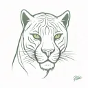 prowling solid black panther green eye gray whiskers  tattoo design idea