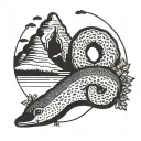 mountain bagel,stream,partridge, mountain  thyme tattoo design idea