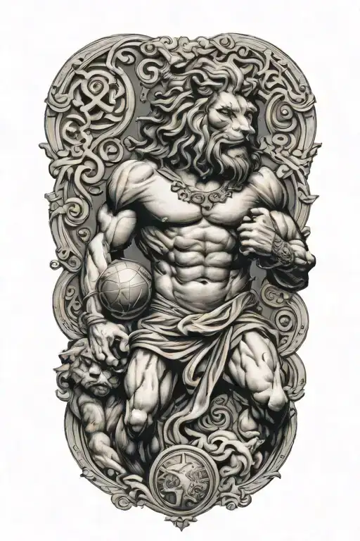 Atlas Holding The World With Lion Greek God with celtic tattoos tattoo design idea