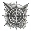 Sun and arrow and compass tattoo design idea