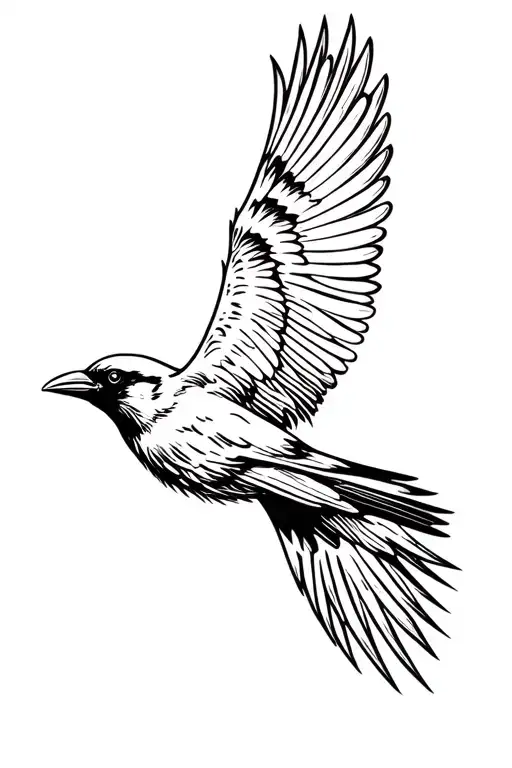 crow flying tattoo design idea