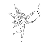 fairy with magic wand without clothes flying tattoo design idea