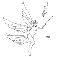 fairy with magic wand without clothes flying tattoo design idea