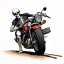 skeleton riding a motorcycle tattoo design idea