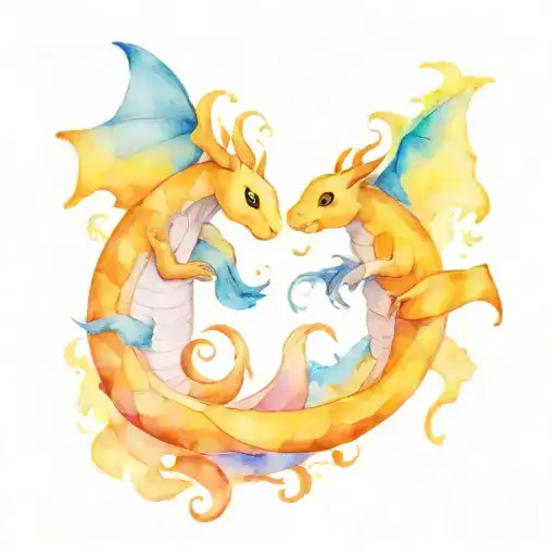 haky and dragonite  tattoo design idea