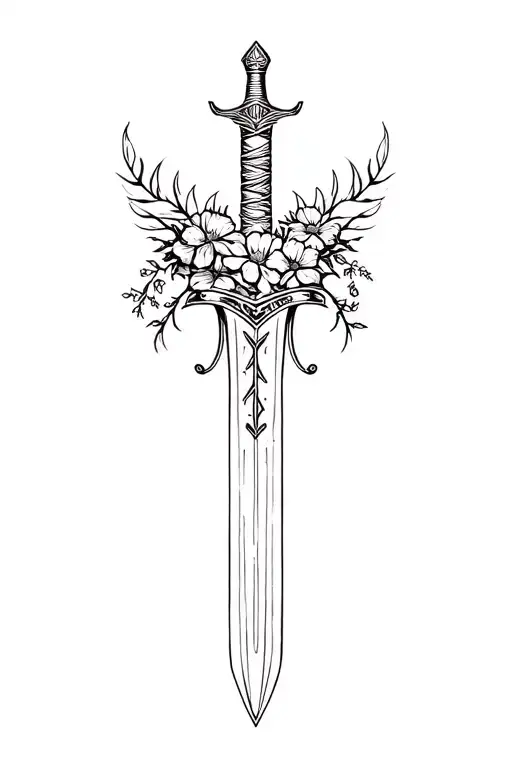 Sword of the spirit, flowers wrapped, boots, helmet, breastplate, belt tattoo design idea
