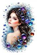 sapphire, opal, garnet, tanzanite  bubbles tattoo design idea