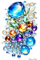 sapphire, opal, garnet, tanzanite  bubbles tattoo design idea