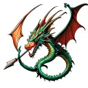 dragon with arc and arrow tattoo design idea