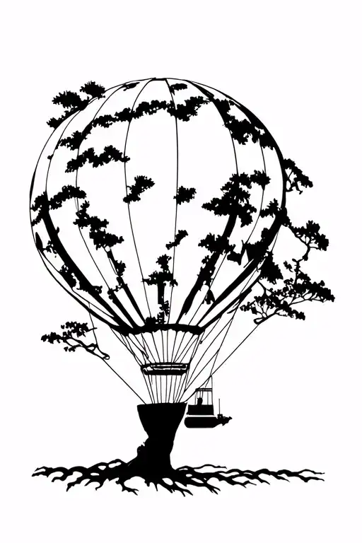 big five acacia tree hotairballoon tattoo design idea
