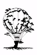 big five acacia tree hotairballoon tattoo design idea