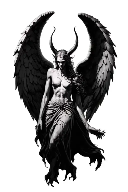 angel killing demon tattoo design idea