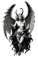 angel killing demon tattoo design idea
