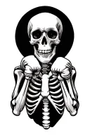 skeleton, in a boxing stance, detailed bones tattoo design idea