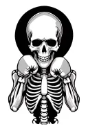 skeleton, in a boxing stance, detailed bones tattoo design idea