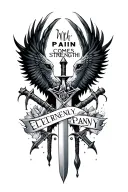 "With pain comes strength " phoenx and swords crossed for pain eternally poetic tattoo design idea