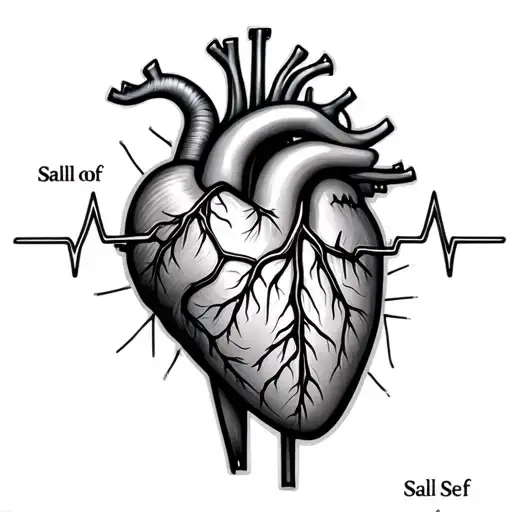 ECG heartbeat with the names Sall and Sef tattoo design idea
