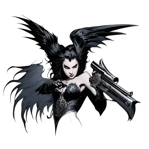 Morrigan armed tattoo design idea