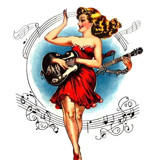 musical theatre pinup girl tattoo design idea