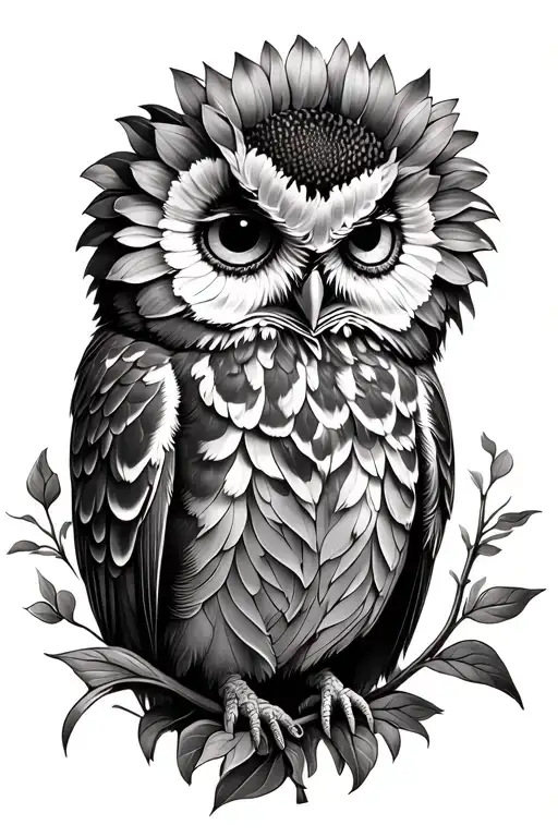 owl,sunflower,trible,dark,forever loved sister,detailed r.i.p tattoo design idea