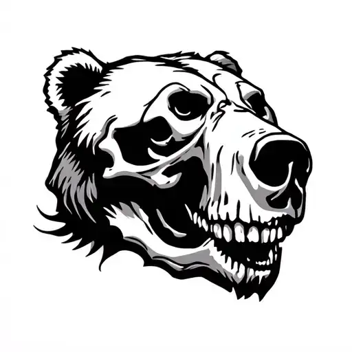 Grizzly Bear Skull tattoo design idea
