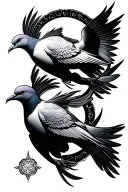 2 Doves and Pisces zodiac sign tattoo design idea