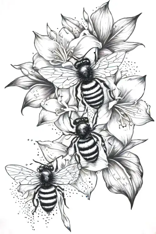 bee, daffodil, morning glory, Aboriginal artwork, Holden HQ statesman, palm trees. tattoo design idea