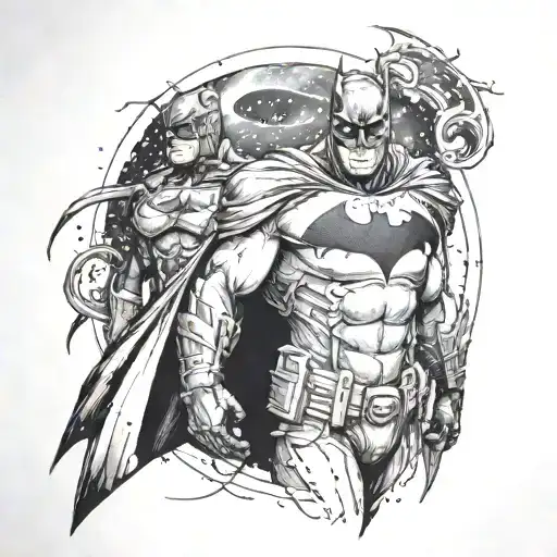 Batman galaxy tattoo design idea