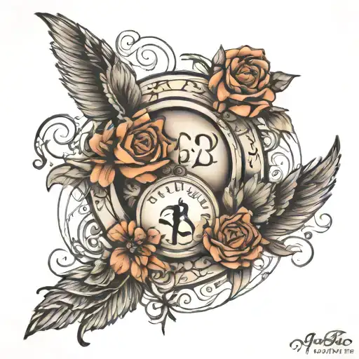 family nucleus and dates of life tattoo design idea