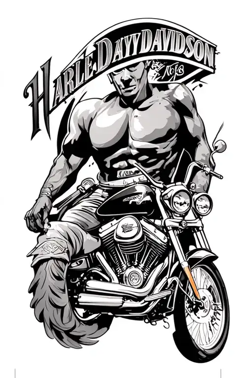 harley davidson & matial arts sleeve tattoo tattoo design idea